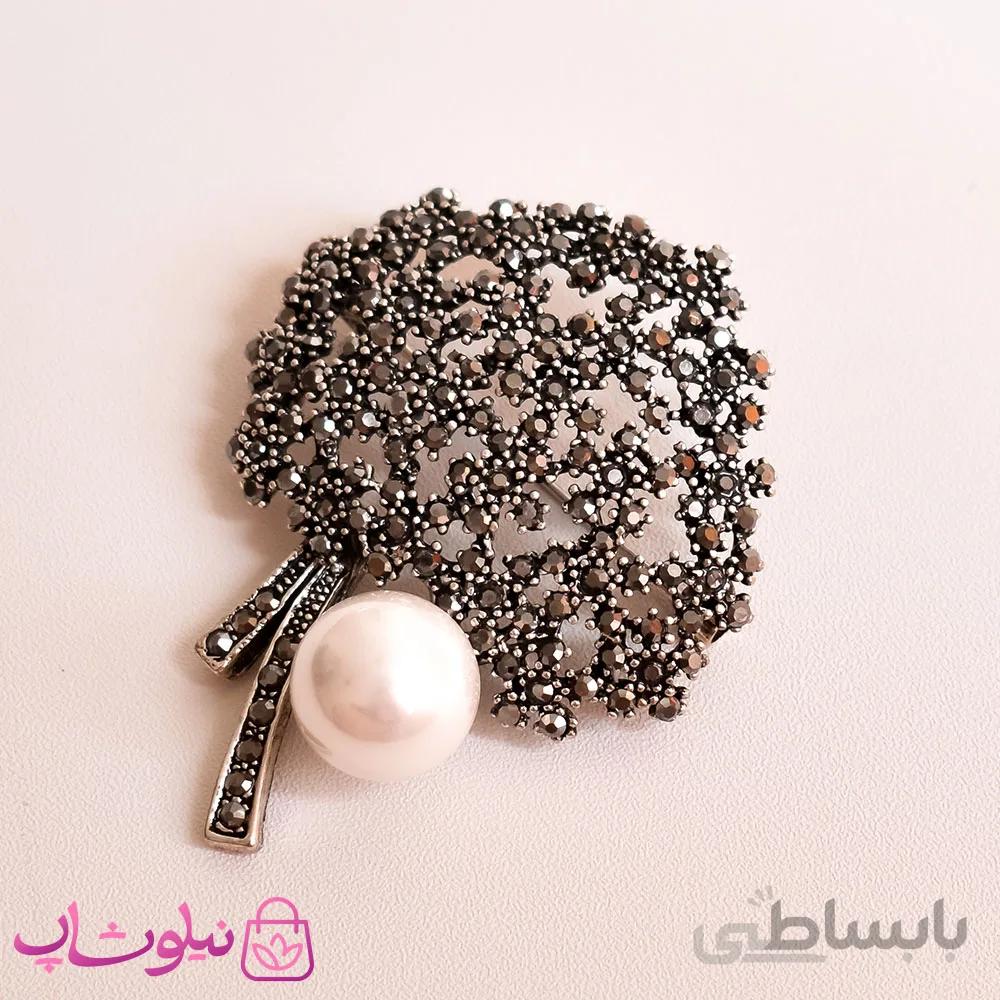 گل سینه زنانه برنجی طرح فانتزی کد 1010-4