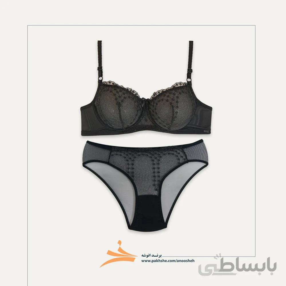 ست مشکی لمه فنردار برند نوشه پوش کد 40901