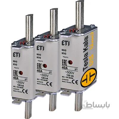 مجموعه سه تایی فیوز کاردی ETI آمپر 6 تا 160، gG پایه بلند با نشانگر، سایز 0
