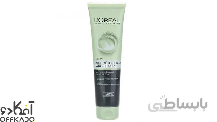 ژل شستشوی صورت خاک رس لورآل مدل سم زدا حجم 150 میل ا Loreal Pure Clay Detoxifying Gel Wash With Charcoal 150ml