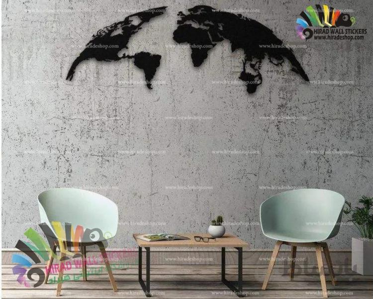 استیکر و برچسب دیواری استیکر نقشه جهان world map کد h1256
