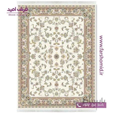 فرش ماشینی 700 شانه ۸ رنگ اصل افشان مشهد کرم قالی کشمیر