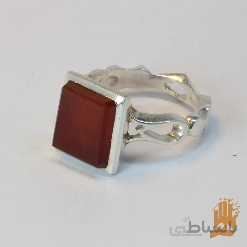 انگشتر صفوی اشکی نگین عقیق سرخ یمنی