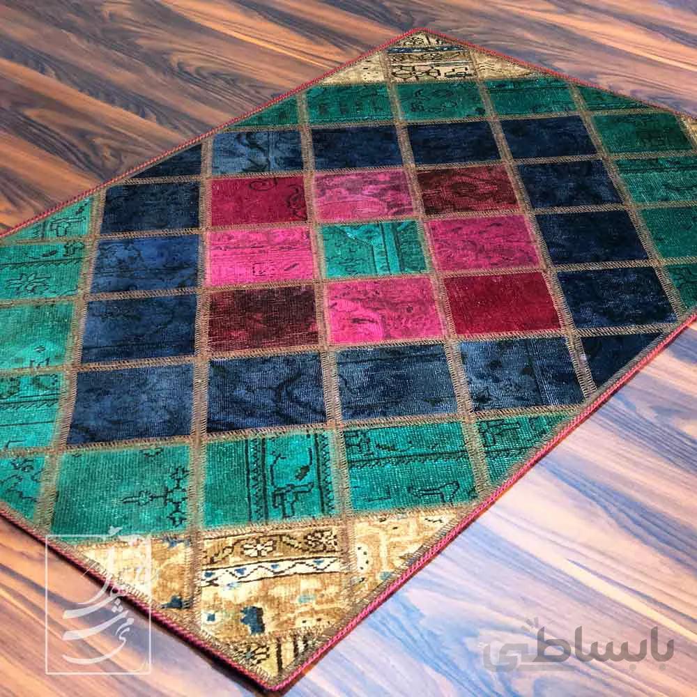 فرش چهل تکه دستباف 1 در 1/5 متری مدل ft-75 ا قیمت به شرط خرید تیمی