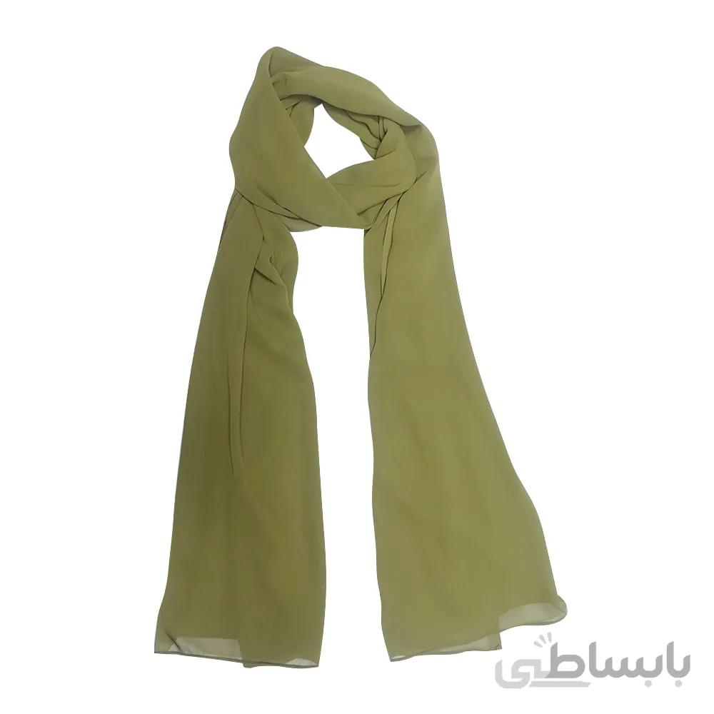 شال زنانه حریر زیتونی