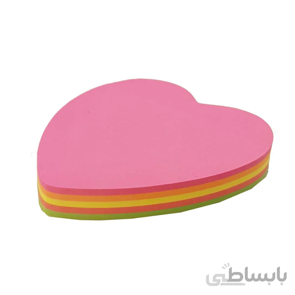 کاغذ یادداشت چسب دار طرح قلب رنگی بسته 100 عددی