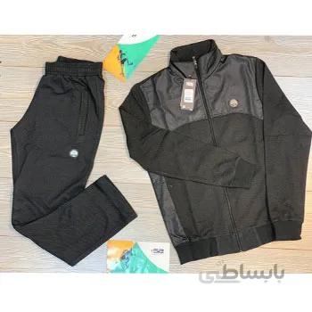 ست ورزشی گرمکن شلوار مردانه بسا طرح دار پارچه سوزنی