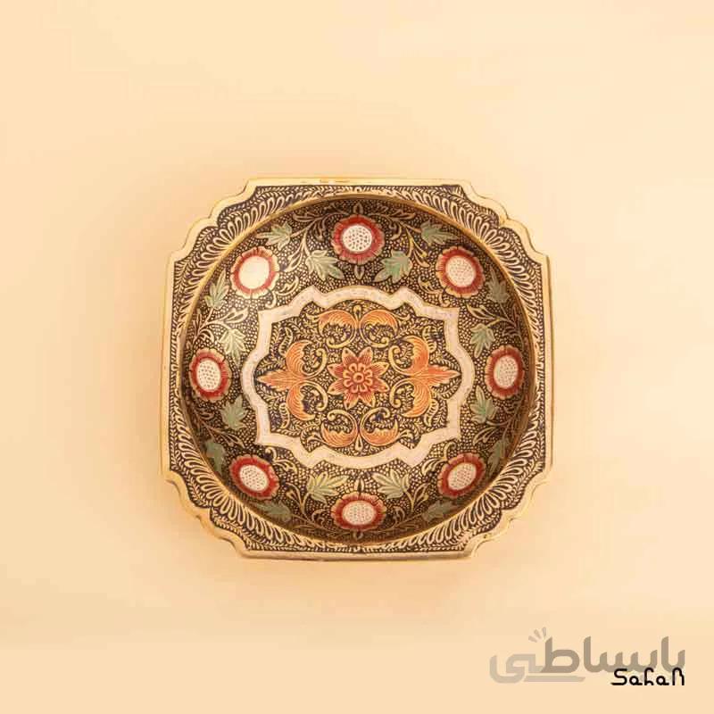 شیرینی خوری برنجی میناکاری مدل هشت ضلعی سایز 1