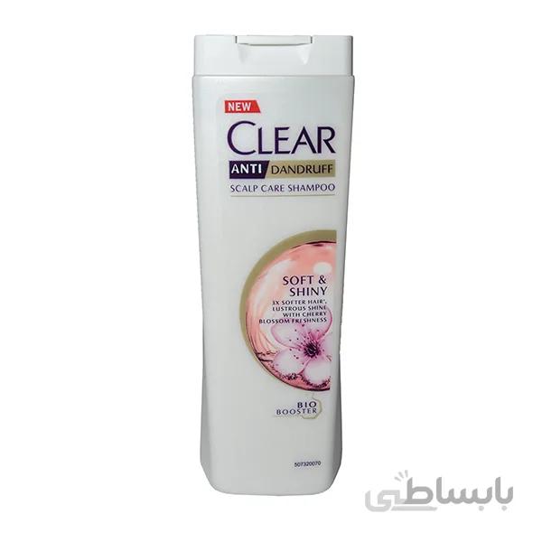 شامپو ضد شوره بانوان کلیر مدل Soft And Shiny مناسب انواع مو حجم ۲۰۰ میل