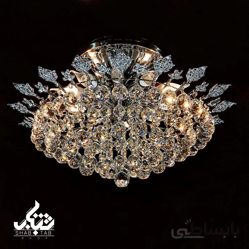 لوستر سقفی کریستالی قطر 60 کروم کد2631