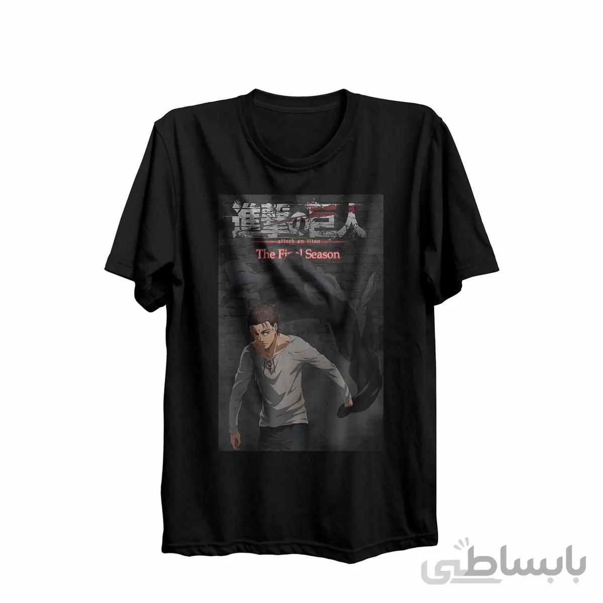 تیشرت یقه گرد مشکی طرح انیمه اتک آن تایتان Attack On Titan کدKCT10429