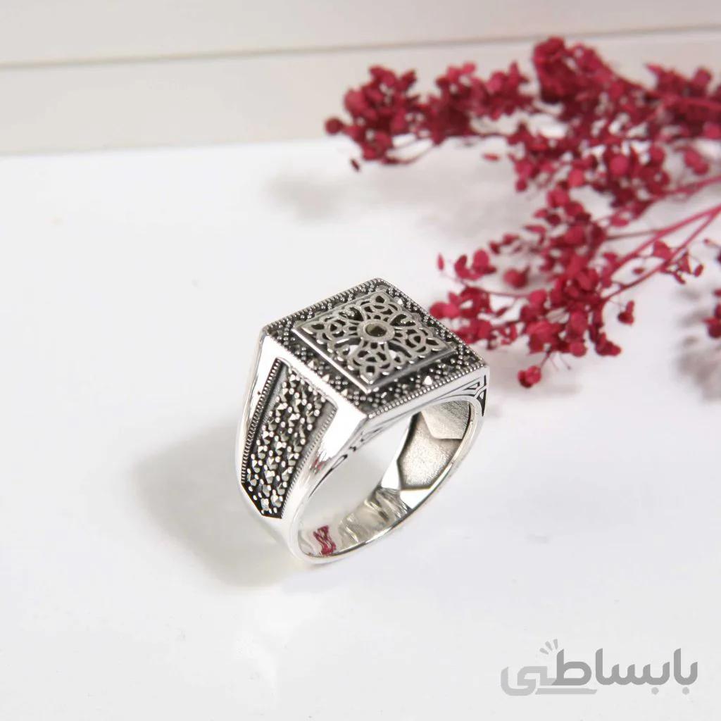 انگشتر نقره مردانه طرح مشبک