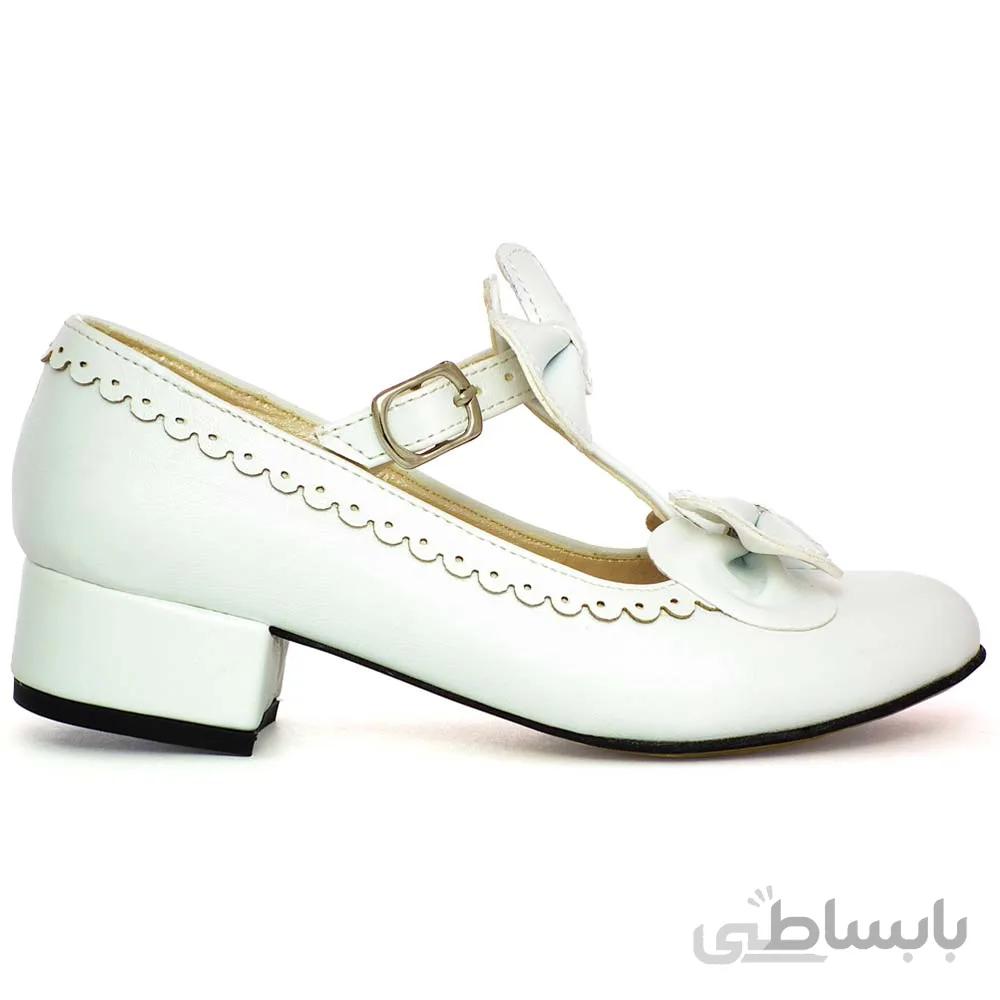 کفش دخترانه پاشنه دار مدل BUTTERFLY سفید