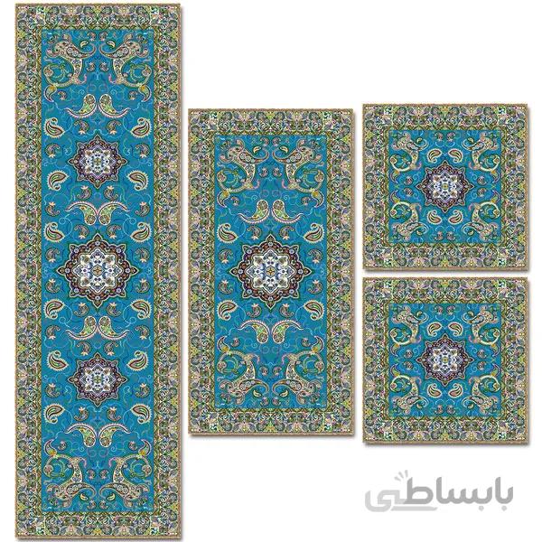 رومیزی مربع ترمه طرح سالار مشکی ابریشم کد 710 کد 410572