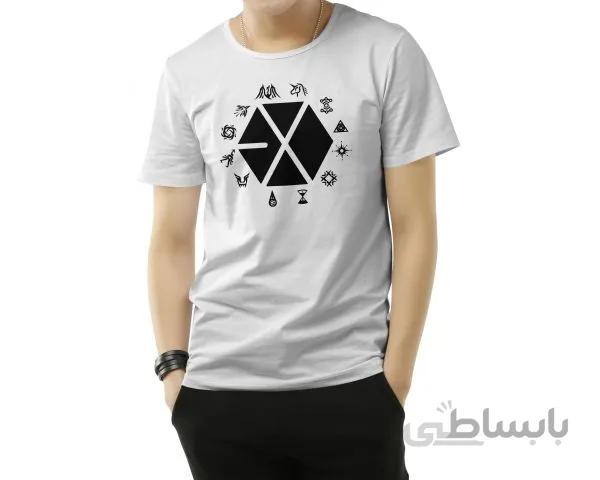 تیشرت سفید طرح اکسو Exo