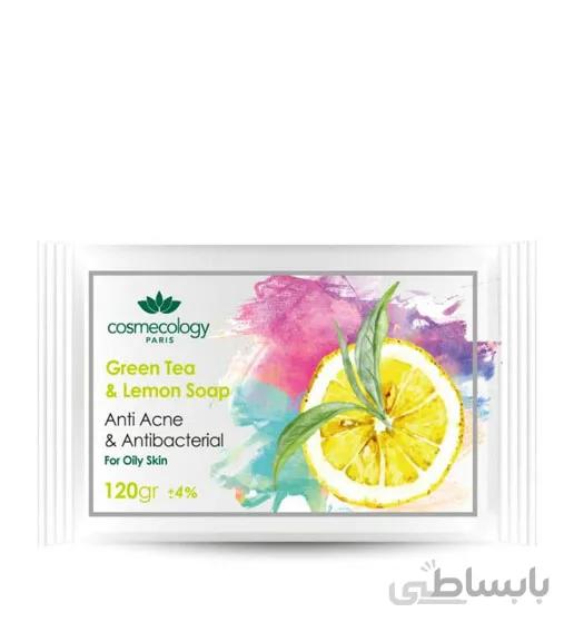 صابون ضدآکنه و آنتی باکتریال حاوی چای سبز و لیمو مناسب پوست های چرب 120 گرم کاسمکولوژی ا Cosmecology Anti Acne And Antibacterial Green Tea And Lemon Soap For Oily Skin 120g