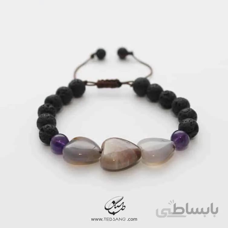 دستبند زنانه جاسپر،عقیق شجری و آمیتیست