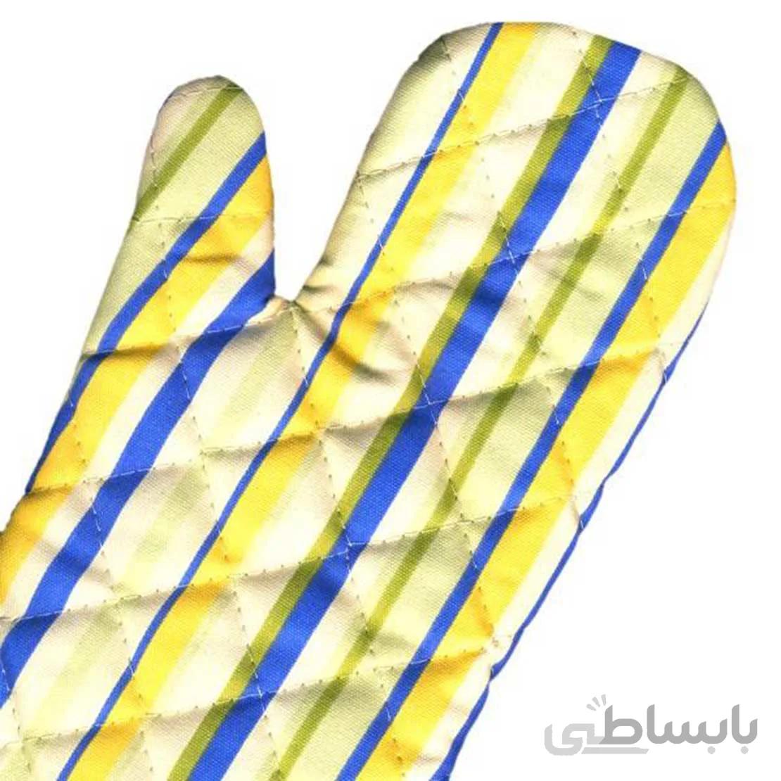 دستکش فر رزین تاژ طرح اسپرید آبی کتان