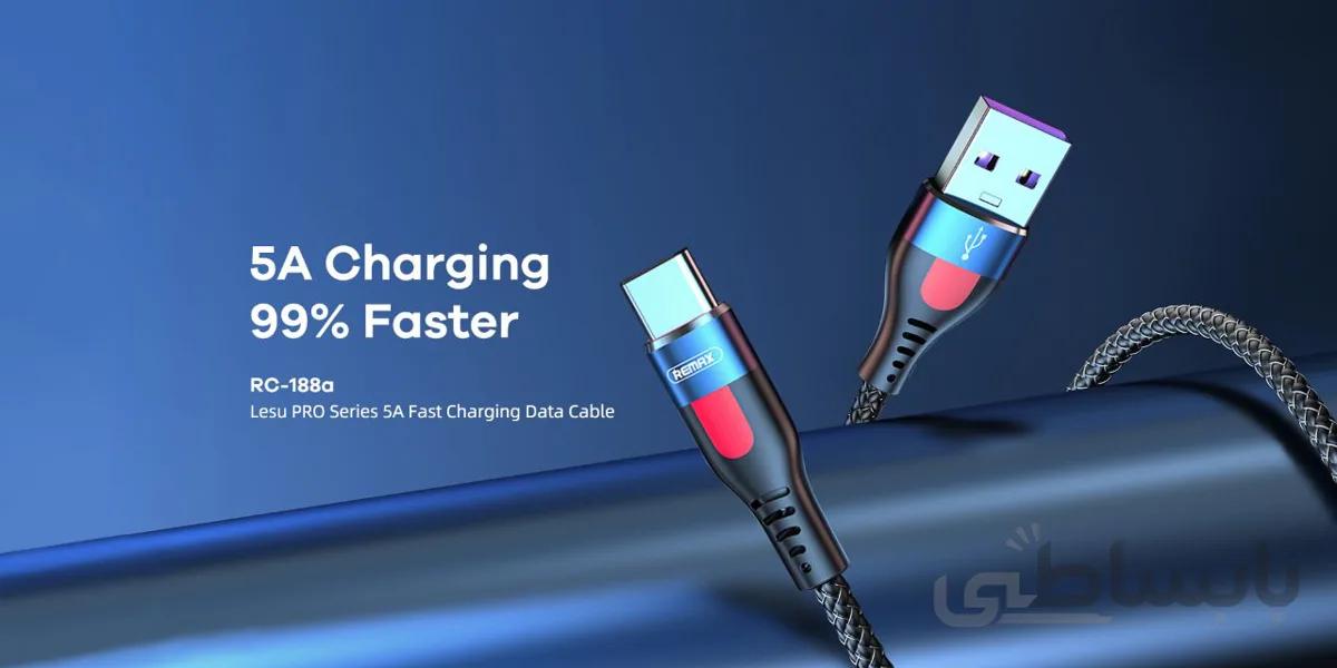 کابل شارژ ودیتا ریمکس مدل RC_188a تایپ سی 5A ا ⚡️REMAX Lesu Pro 5A Aluminum Alloy Fast Charging Data Cable RC-188a