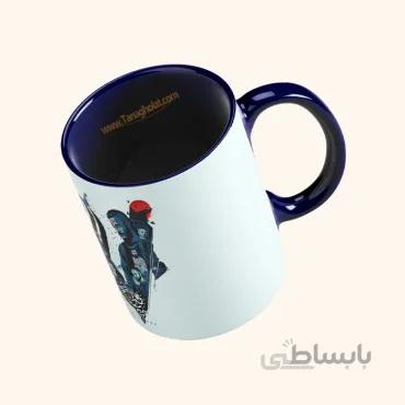 ماگ سرامیکی چاپی مدل Vikings سفید و سرمه ای