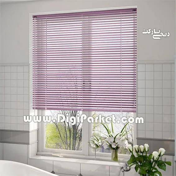 پرده کرکره فلزی یاسی روشن ساده ۱۶ میلیمتری P705