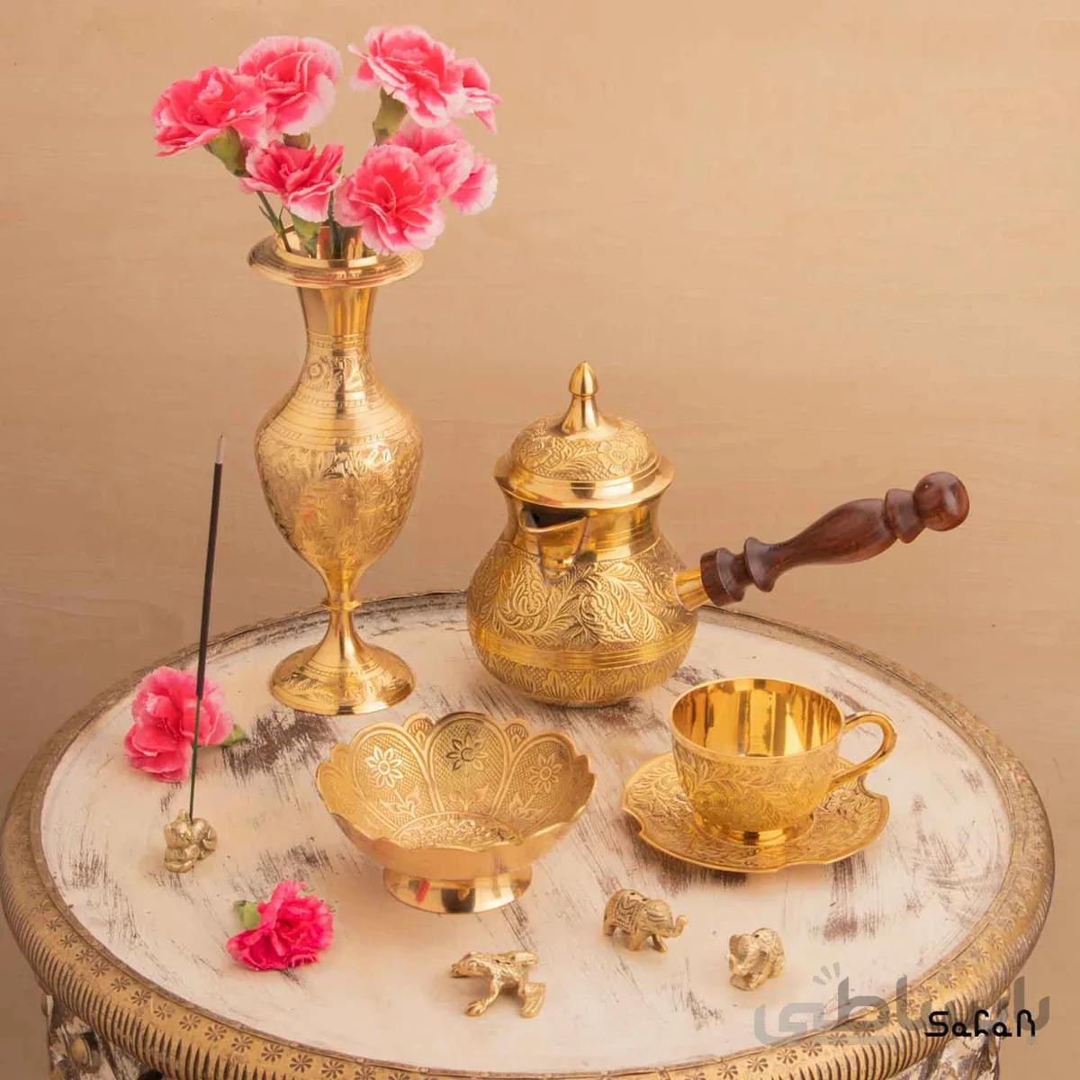 ست قهوه خوری برنجی طلایی کد 135