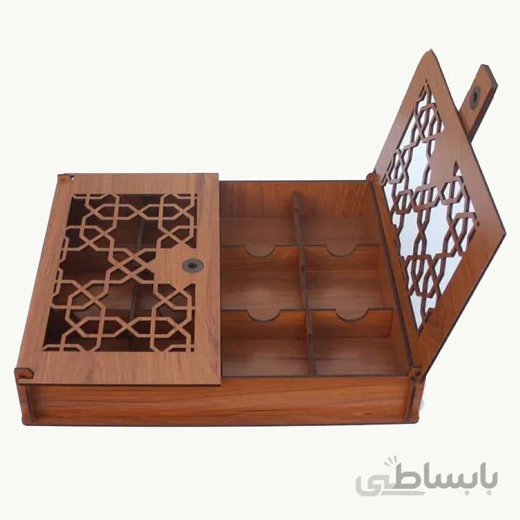 جعبه چوبی مشبک دو درب (کد 9)