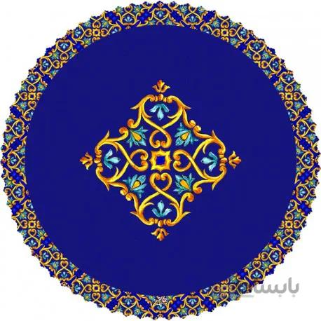 رومیزی مخمل گرد لوکس طلایی سرمه ای