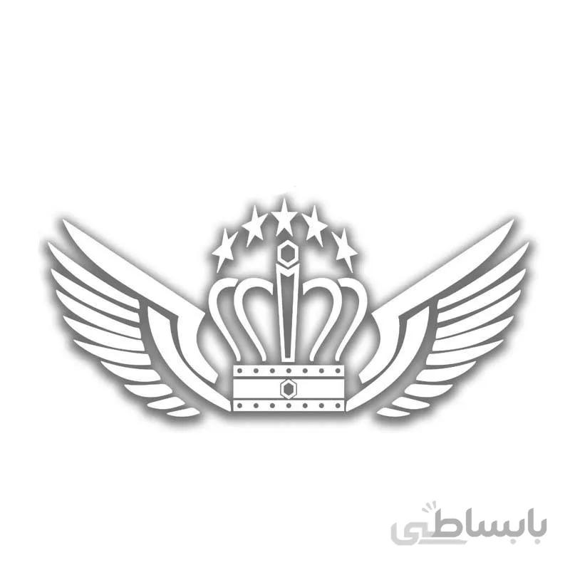 برچسب خودرو طرح بال و تاج سفید