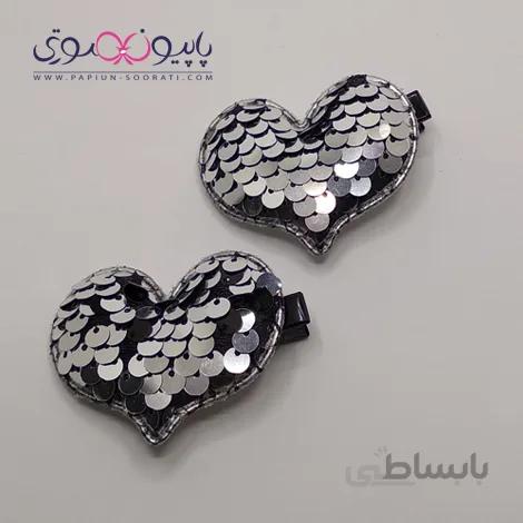 گیره مو انبری مدل قلبی پولکی