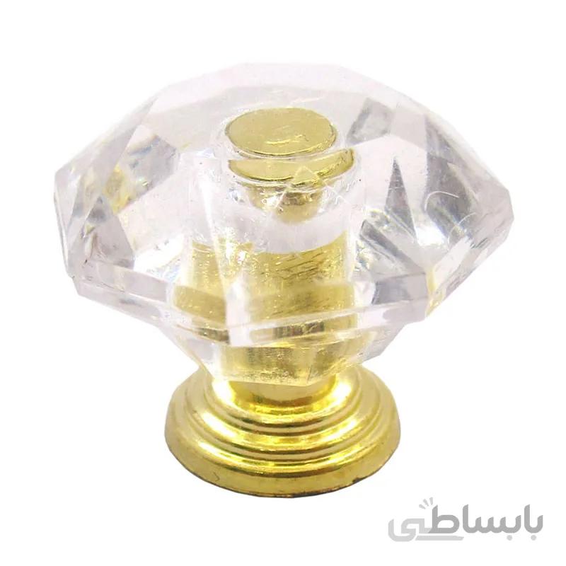 دستگیره تزیینی طرح کریستال پشت طلایی قطر 25 میلی‌متر