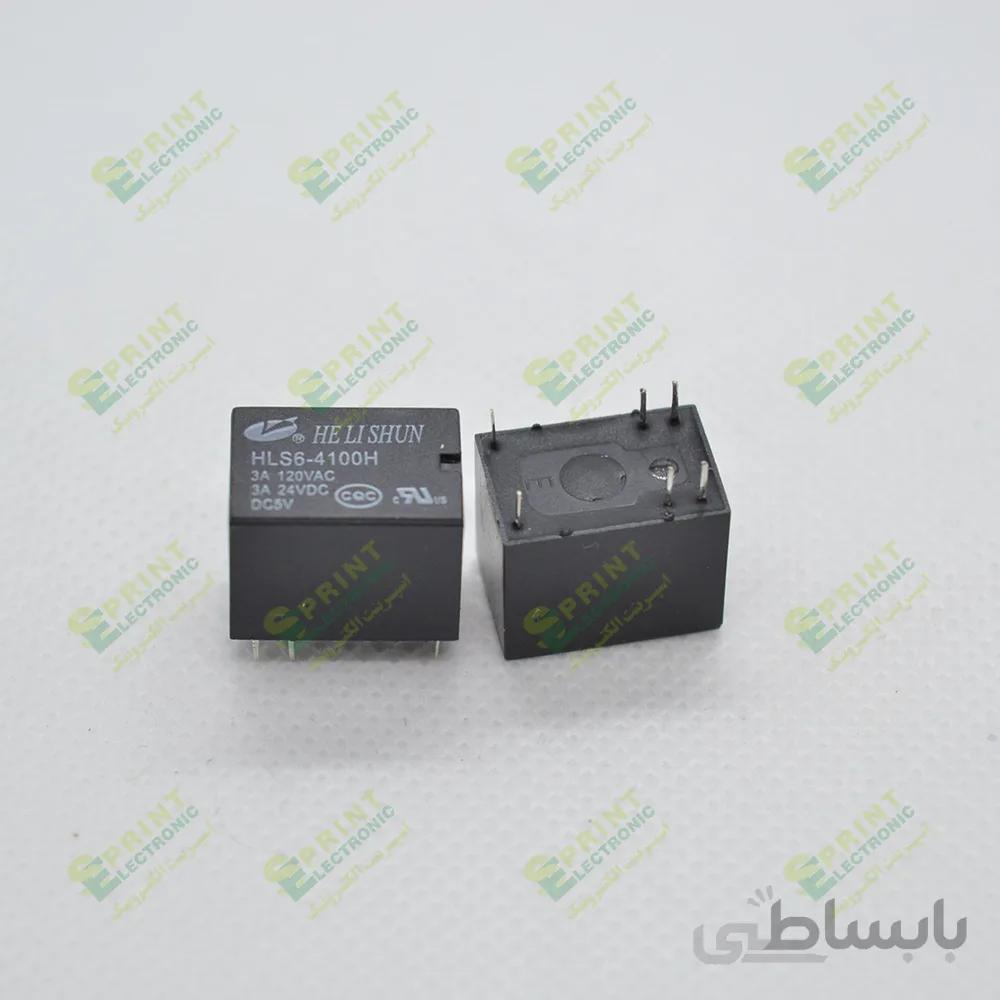 رله 5 ولت مینیاتوری بوبین وسط 6 پایه 3 آمپر HLS6-4100H-5VDC