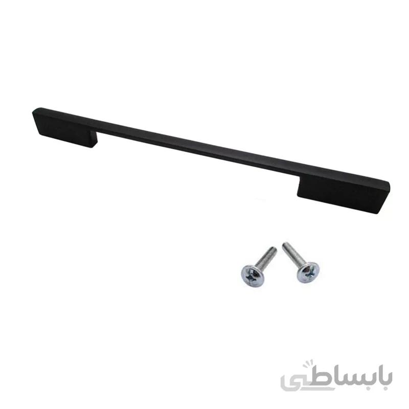 دستگیره کابینت دوپیچ مشکی فلزی مدل G210 طول 24 سانتی‌متر