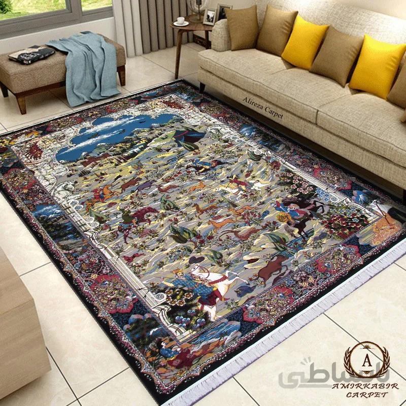 فرش ۷۰۰ شانه طرح شکارگاه