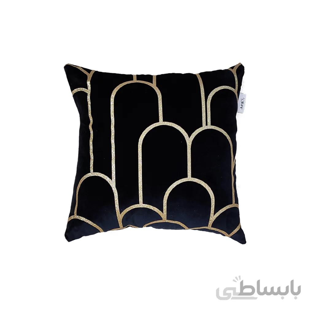 کوسن ترکیبی چرم و مخمل مدل کیان رنگ مشکی
