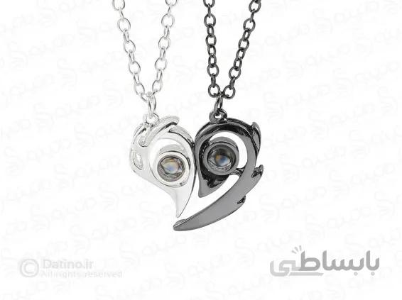 گردنبند جفت طرح قلب دوستت دارم به صد زبان دنیا 13869