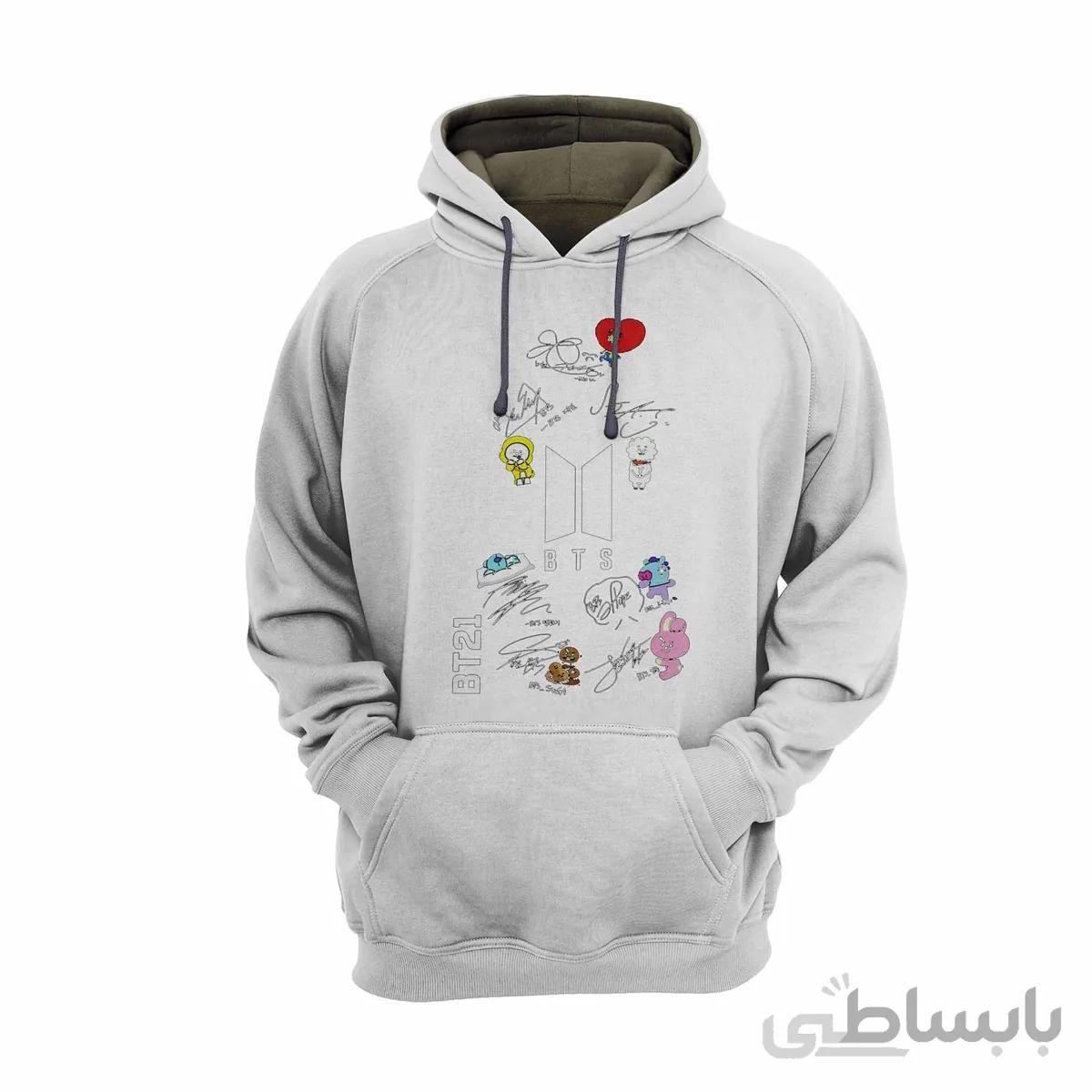 هودی سفید طرح بی تی اس BTS