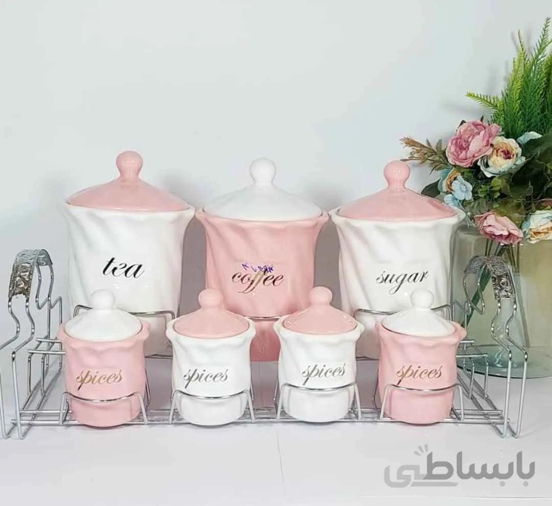 جا ادویه پیکادلی صورتی استند دار سرامیکی
