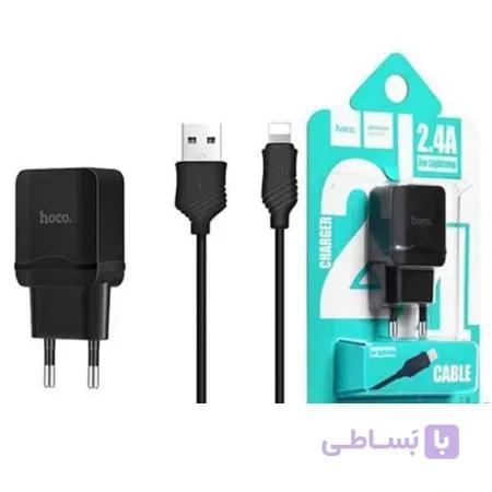 شارژر Hoco C22A + کابل آیفونی (گارانتی 6 ماهه)