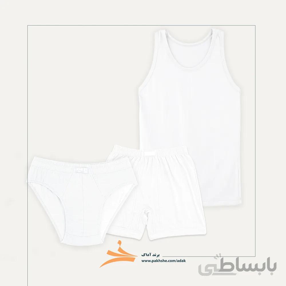 پک ست زیر پوش مردانه سفید آداک مدل A کد 311801