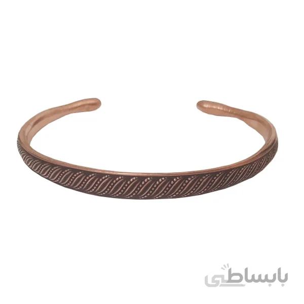 دستبند مسی ساده مفتولی موج آ با کلاه کد JW81