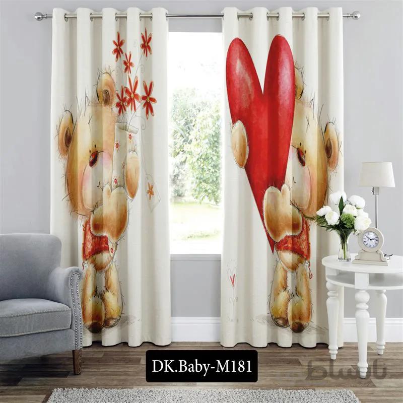 پرده پانچی (هازان و مخمل)کد DK.Baby.M181 طرح نوزادی خرس دوست داشتنی