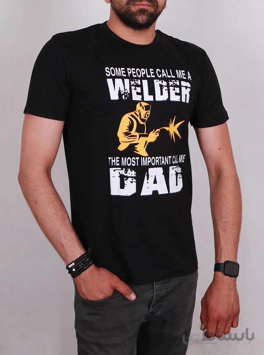 تیشرت یقه گرد مردانه مشکی مدل Welder