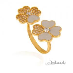 انگشتر طلا زنانه طرح شبدر کد CR405