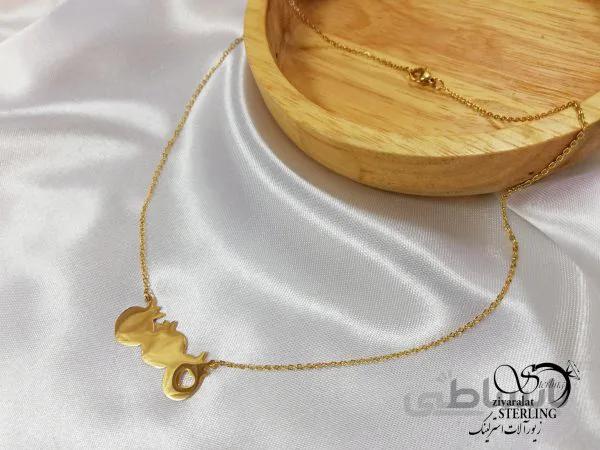 گردنبند استیل یلدایی طرح سه انار متصل بهم