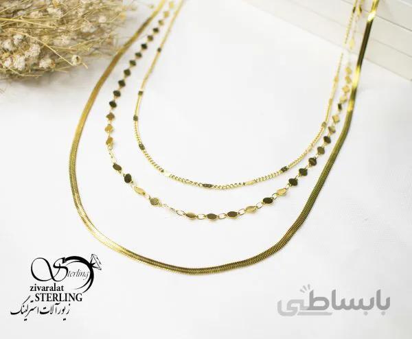 گردنبند زنانه استیل ماری چند زنجیره پولکی