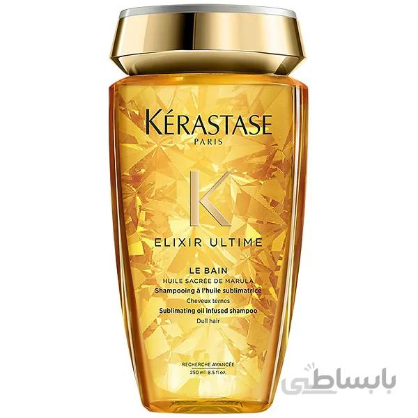 شامپو کراستاس Kerastase مدل الکسیر التایم Elixir Ultime حجم 250ml | درخشان‌کننده و نرم‌کننده قوی و ضخیم‌کننده تار مو ا Kerastase Elixir Ultime Le Bain Shampoo 250ml