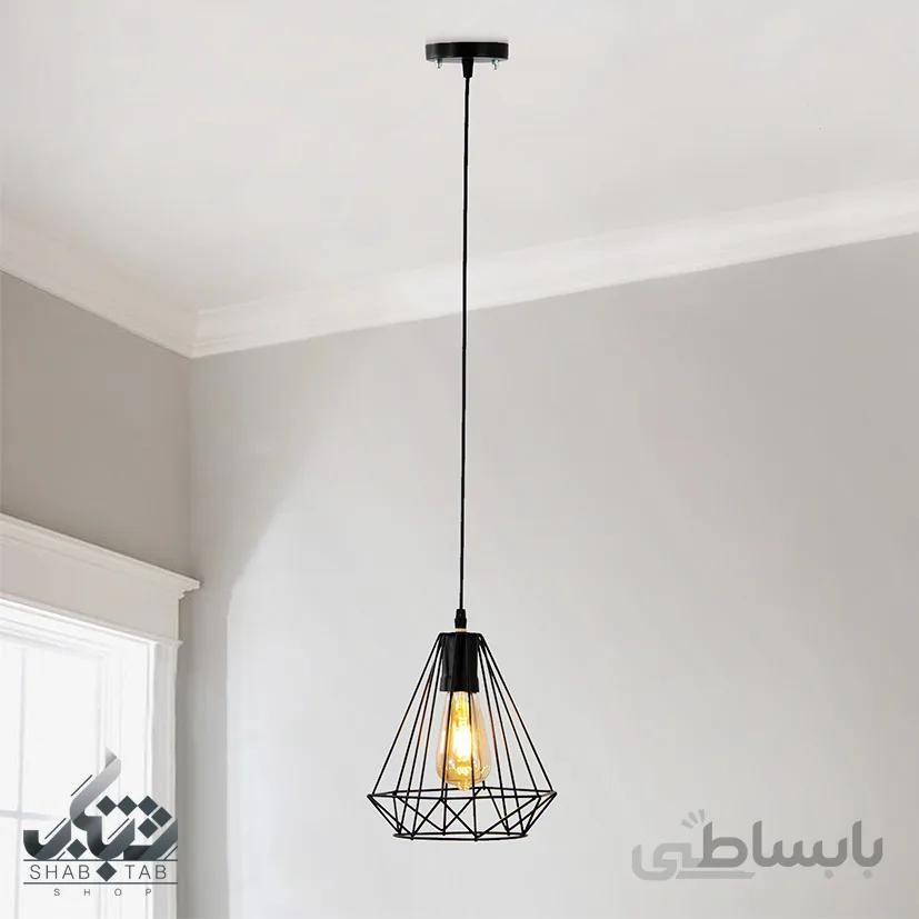 لوستر آویز مدرن مدل الماسی سایز کوچک 1 مشکی