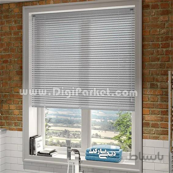 پرده کرکره فلزی پرفراژ نقره ای ۱۶ میلیمتری p158