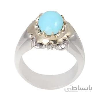 انگشتر نقره مردانه مدل سنگ فیروزه نیشابور رکاب دست ساز کد AM_1934